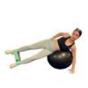 Fitness model demonstrating booty band exercises on stability ball