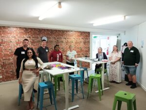 Group of diverse people networking at a local event